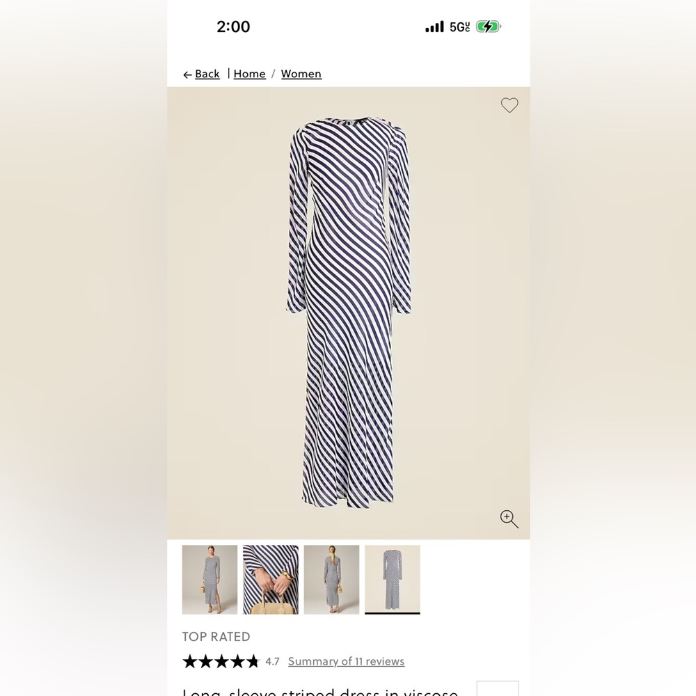 J.Crew long sleeve navy blue and white striped dress, Out Of Stock Online!